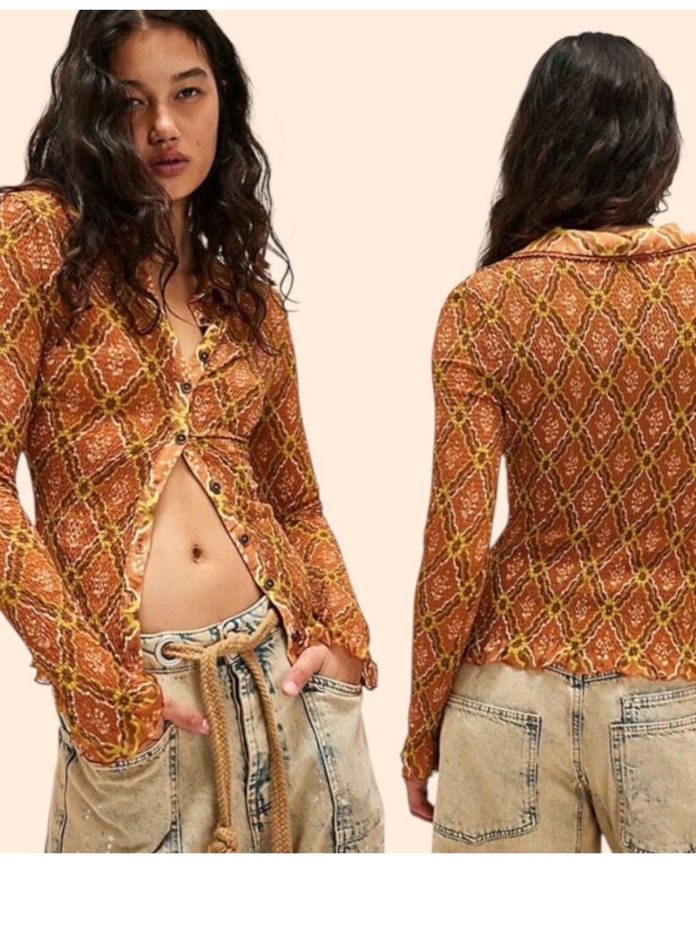 Free People button up top